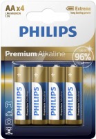 Photos - Battery Philips Premium Alkaline 4xAA 