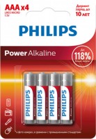 Photos - Battery Philips Power Alkaline  4xAAA