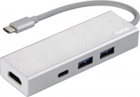 Photos - Card Reader / USB Hub Hama USB-3.1 Type-C Hub 1:3 Aluminium 