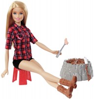 Photos - Doll Barbie Camping Fun Doll with Light-Up Campfires FDB44 