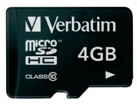 Photos - Memory Card Verbatim microSDHC Class 10 4 GB