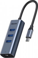 Photos - Card Reader / USB Hub BASEUS USB-C to 3xUSB3.0 and RJ45 port HUB 