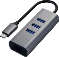 Photos - Card Reader / USB Hub Satechi Type-C 2-in-1 Aluminum 3 Port Hub with Ethernet 