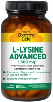 Photos - Amino Acid Country Life L-Lysine Advanced 1500 mg 180 cap 