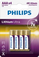Photos - Battery Philips Ultra Lithium 4xAAA 