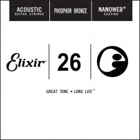 Photos - Strings Elixir Acoustic Nanoweb Phosphor Bronze Single 26 