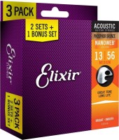 Strings Elixir Acoustic Phosphor Bronze NW Medium 13-56 (3-Pack) 