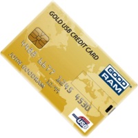 Photos - USB Flash Drive GOODRAM Gold USB Credit Card 32 GB