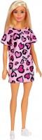 Photos - Doll Barbie Blonde Wearing Pink Heart-Print Dress and Shoes GHW45 