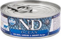 Photos - Cat Food Farmina Ocean Canned Sea Bass/Sardine/Shrimps 80 g 