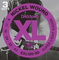 Photos - Strings DAddario XL Nickel Wound 9-42 (3-Pack) 