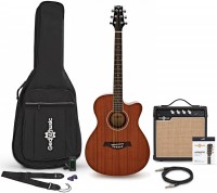 Photos - Acoustic Guitar Gear4music Thinline Cutaway Electro-Travel Guitar Mahogany Amp Pack 