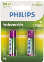 Photos - Battery Philips Rechargeable 2xAA 2000 mAh 