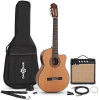 Photos - Acoustic Guitar Gear4music Deluxe Single Cutaway Classical Electro Guitar 15W Amp Pack 