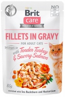 Photos - Cat Food Brit Care Fillets in Gravy Tender Turkey/Savory Salmon 85 g 