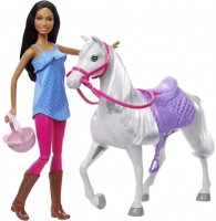 Photos - Doll Barbie Doll And Horse With Saddle HCJ53 