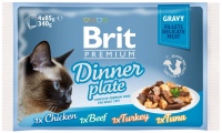Photos - Cat Food Brit Premium Dinner Plate Gravy Pouch 4 pcs 