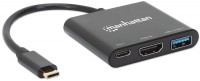 Card Reader / USB Hub MANHATTAN USB-C to HDMI 3-in-1 Docking Converter with Power Delivery 