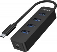 Photos - Card Reader / USB Hub Unitek uHUB Q4 4 Ports Powered USB-C Hub with USB-C Power Port 