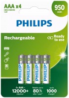 Photos - Battery Philips 4xAAA 950 mAh 