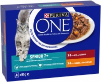 Photos - Cat Food Purina ONE Senior 7+ Chicken/Beef Pouch 8 pcs 