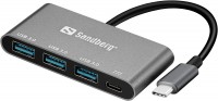 Photos - Card Reader / USB Hub Sandberg USB-C to 3xUSB 3.0 Hub + PD 