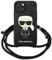 Photos - Case Karl Lagerfeld Leather Monogram Patch and Cord Iconic for iPhone 13 Pro Max 