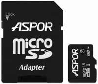 Photos - Memory Card Aspor MicroSDHC UHS-I Class 10 + SD adapter 64 GB