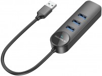 Photos - Card Reader / USB Hub Borofone DH6 Erudite 4-in-1 3xUSB3.0 + RJ45