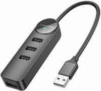 Photos - Card Reader / USB Hub Borofone DH5 Erudite 4-in-1 USB3.0 + 3xUSB2.0 (0.2m) 