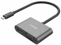 Photos - Card Reader / USB Hub Unitek USB-C to HDMI and VGA Adapter 