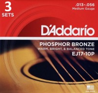 Photos - Strings DAddario Phosphor Bronze 13-56 (3-Pack) 