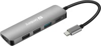 Photos - Card Reader / USB Hub Sandberg USB-C Dock HDMI+3xUSB+PD 100W 