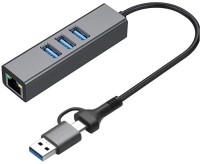 Photos - Card Reader / USB Hub Dynamode DM-AD-GLAN-U3 