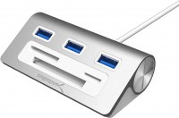 Photos - Card Reader / USB Hub Sabrent 3 Port USB 3.0 Hub with Multi-In-1 Card Reader 