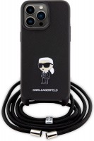 Photos - Case Karl Lagerfeld Crossbody Saffiano Metal Pin Karl & Choupette for iPhone 15 Pro Max 