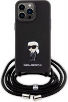 Photos - Case Karl Lagerfeld Crossbody Saffiano Metal Pin Karl & Choupette for iPhone 15 Pro 