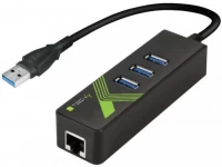 Photos - Card Reader / USB Hub TECHLY USB3.0 Gigabit Ethernet Adapter Converter with 3-Port Hub 