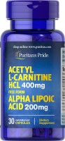 Photos - Fat Burner Puritans Pride Acetyl L-Carnitine 400 mg/Alpha Lipoic Acid 200 mg 30