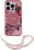 Photos - Case GUESS IML Flowers with Pearl Strap MagSafe for iPhone 16 Pro Max 