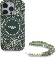 Photos - Case GUESS IML Flowers Allover Electro with Pearl Strap for iPhone 16 Pro 