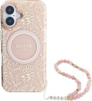 Photos - Case GUESS IML Flowers Allover Electro with Pearl Strap for iPhone 16 