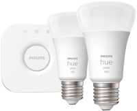 Photos - Light Bulb Philips Hue 9.5W E27 2 pcs + Bridge 