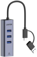 Photos - Card Reader / USB Hub Unitek 4-in-1 Ethernet Hub 