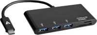 Photos - Card Reader / USB Hub V7 UC3U-HUB-BLK-1E 