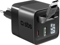 Photos - Charger SBS GaN Charger LCD Integrated USB-C 65W 