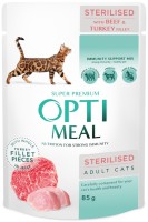 Photos - Cat Food Optimeal Adult Sterilised with Beef/Turkey Pouch 85 g 