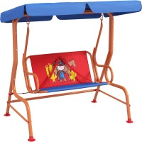Photos - Canopy Swing Outsunny Two Seater Kids Garden Swing 