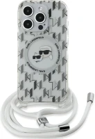 Photos - Case Karl Lagerfeld Crossbody Monogram Karl & Choupette Head MagSafe for iPhone 15 Pro Max 