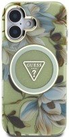 Photos - Case GUESS Glitter Flowers Triangle Buttons MagSafe for iPhone 16 